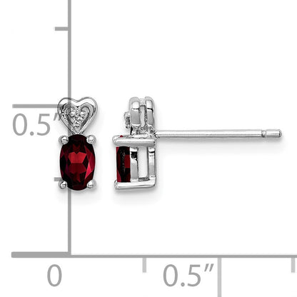 Sterling Silver Rhodium-plated Garnet & Diam. Earrings