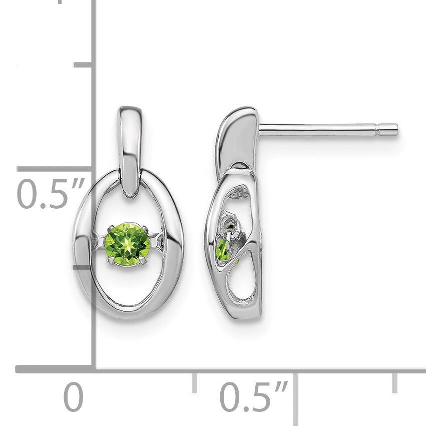 Sterling Silver Rhodium Peridot Birthstone Vibrant Earrings