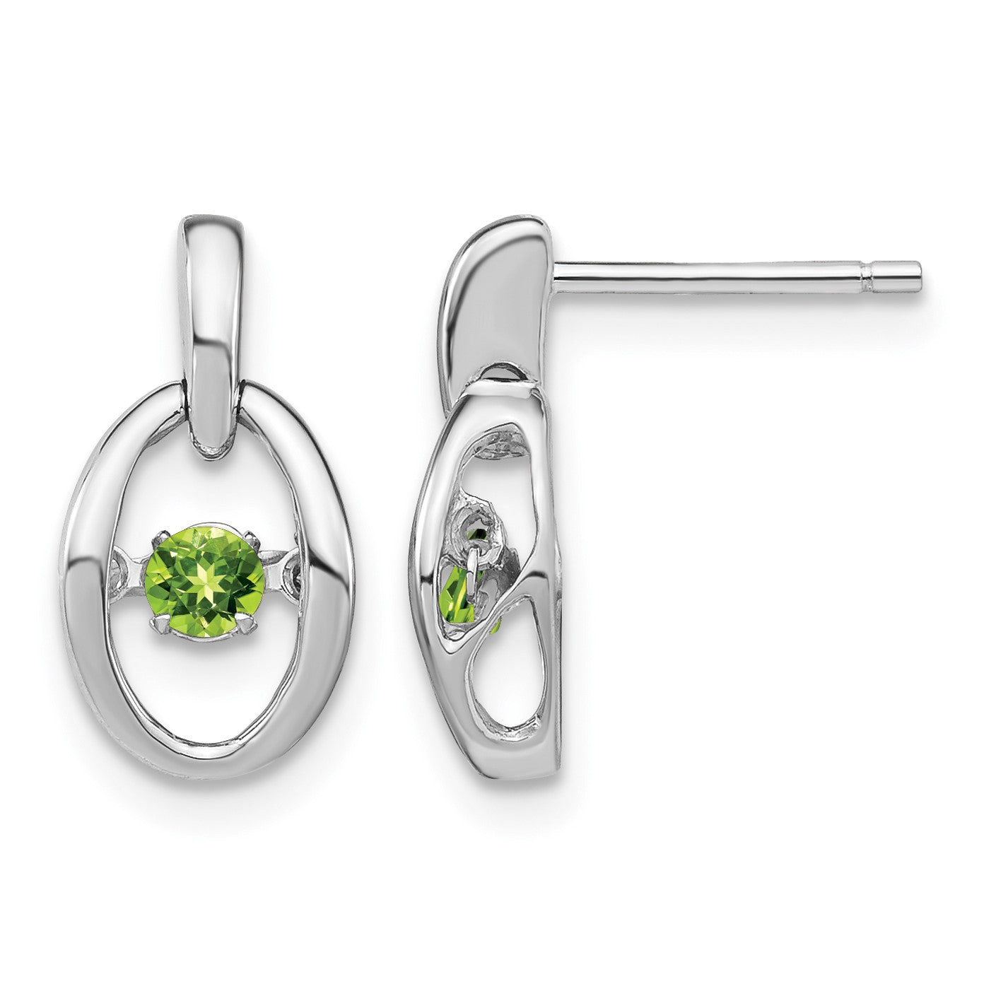 Sterling Silver Rhodium Peridot Birthstone Vibrant Earrings