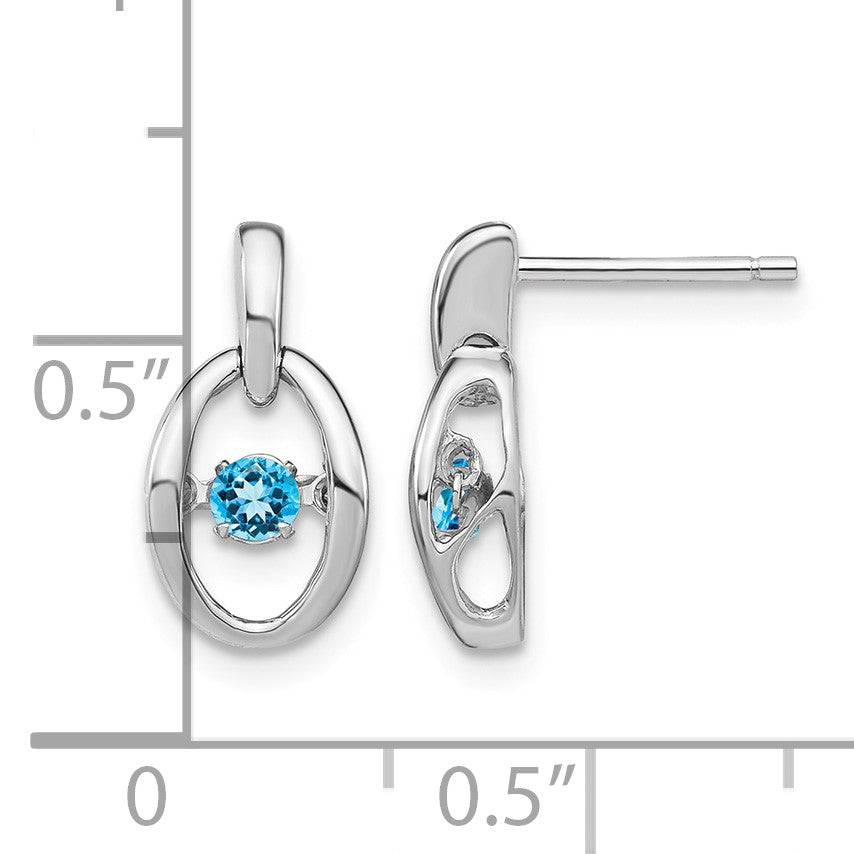 Sterling Silver Rhodium Blue Topaz Birthstone Vibrant Earrings