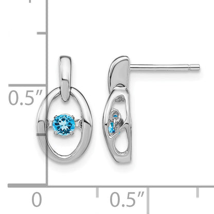 Sterling Silver Rhodium Blue Topaz Birthstone Vibrant Earrings
