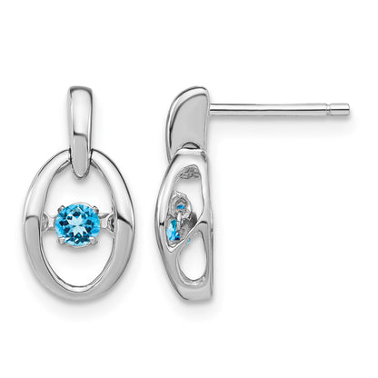 Sterling Silver Rhodium Blue Topaz Birthstone Vibrant Earrings