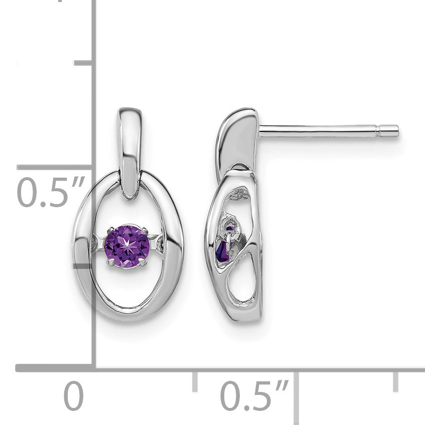 Sterling Silver Rhodium Amethyst Birthstone Vibrant Earrings