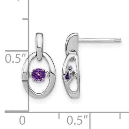 Sterling Silver Rhodium Amethyst Birthstone Vibrant Earrings