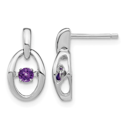 Sterling Silver Rhodium Amethyst Birthstone Vibrant Earrings
