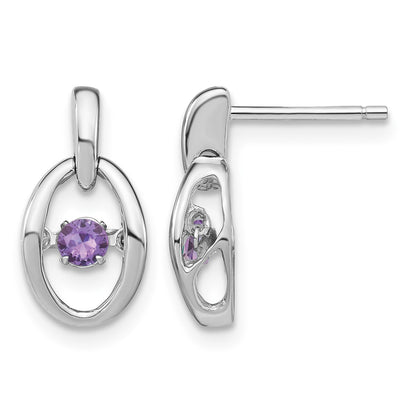 Sterling Silver Rhodium Created Alexandrite Birthstone Vibrant Earrings