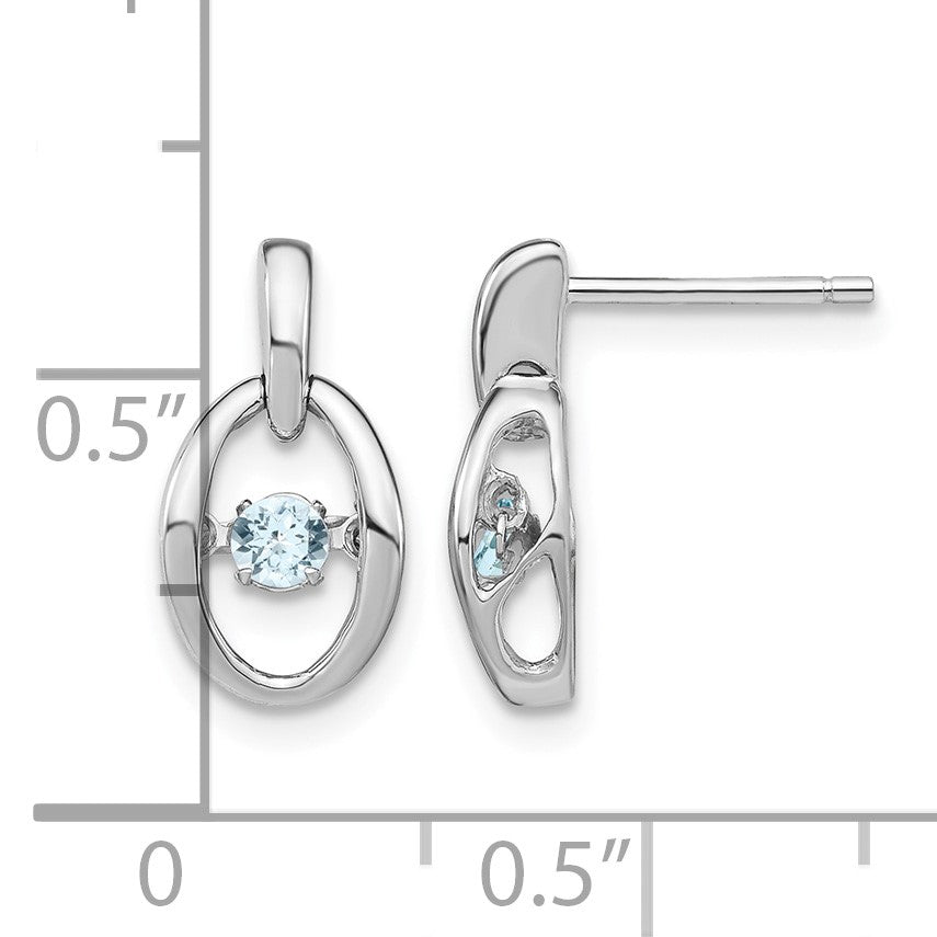 Sterling Silver Rhodium Aquamarine Birthstone Vibrant Earrings