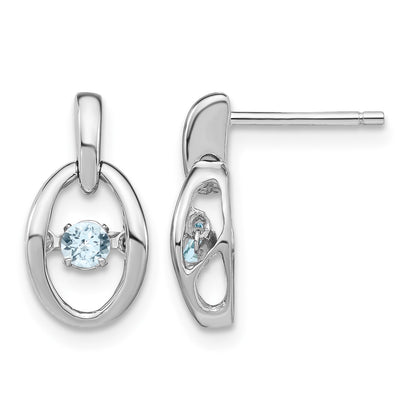 Sterling Silver Rhodium Aquamarine Birthstone Vibrant Earrings