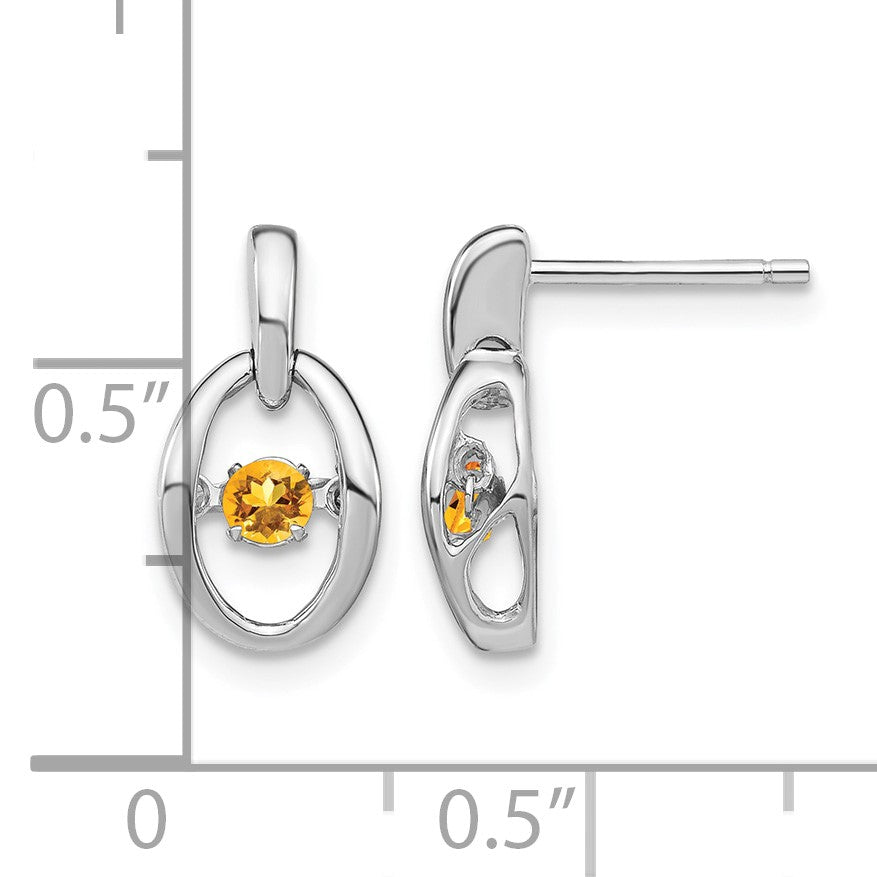 Sterling Silver Rhodium Citrine Birthstone Vibrant Earrings