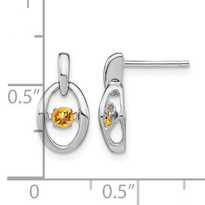 Sterling Silver Rhodium Citrine Birthstone Vibrant Earrings