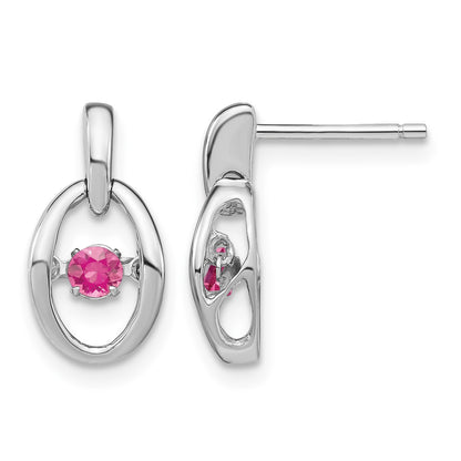 Sterling Silver Rhodium Pink CZ Birthstone Vibrant Earrings