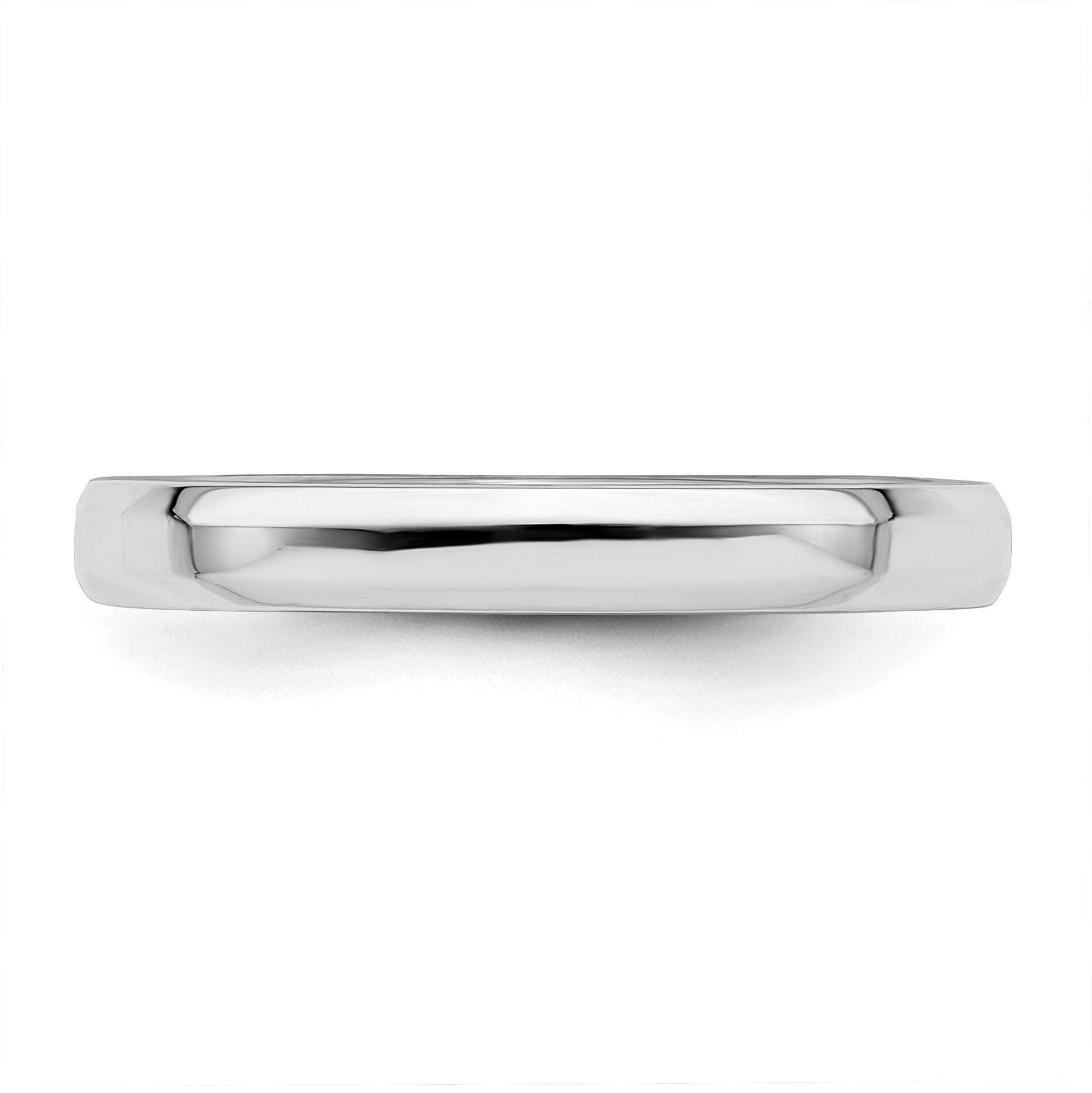 Sterling Silver Rhodium-plated 3mm Bevel Edge Size 8 Band
