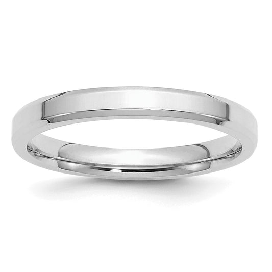 Sterling Silver Rhodium-plated 3mm Bevel Edge Size 5 Band
