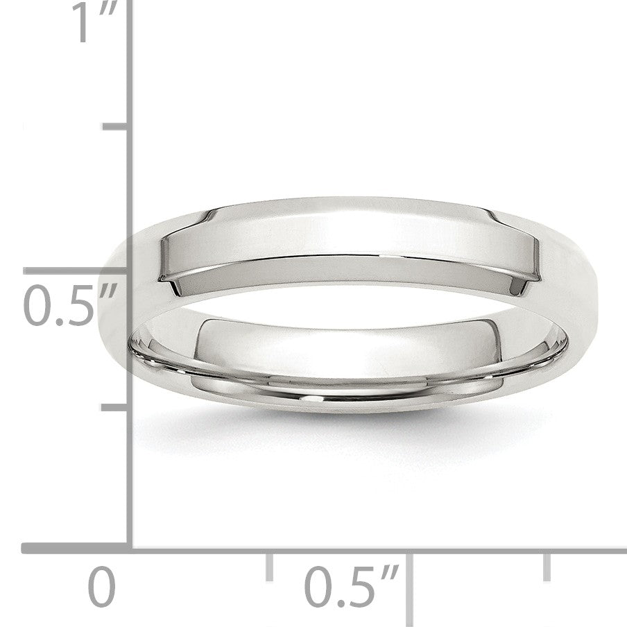 Sterling Silver 4mm Beveled Edge Size 4 Band