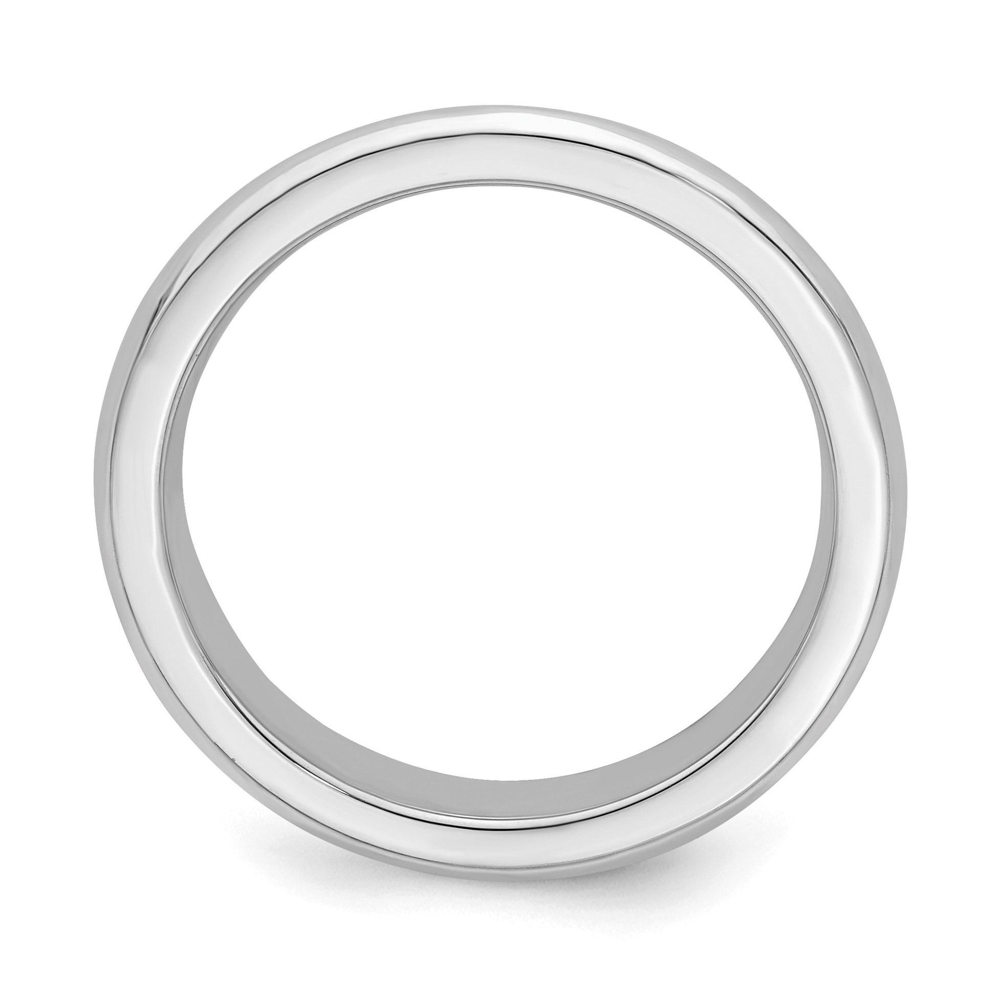 Sterling Silver Rhodium-plated 4mm Bevel Edge Size 8 Band