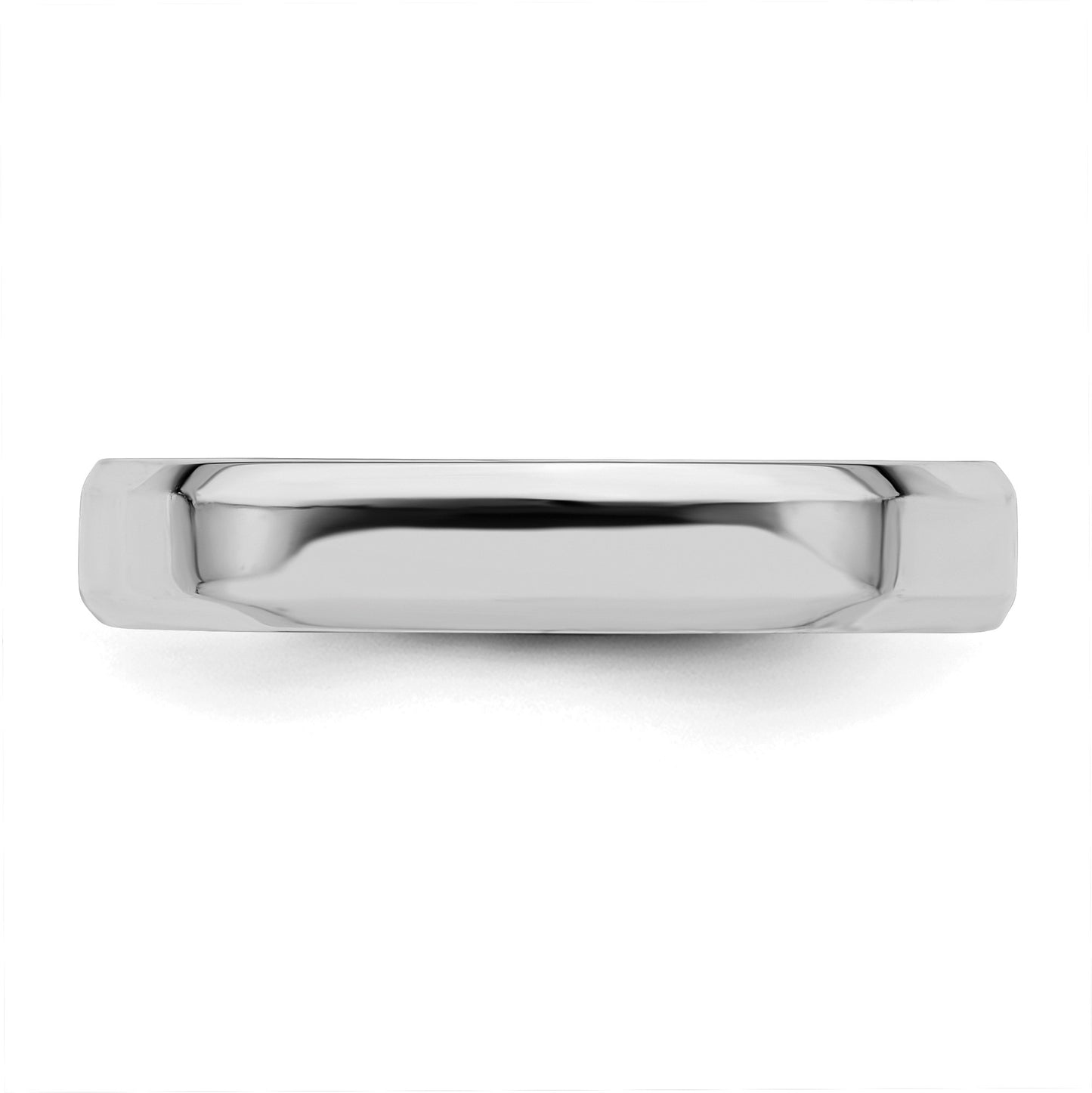 Sterling Silver Rhodium-plated 4mm Bevel Edge Size 7 Band