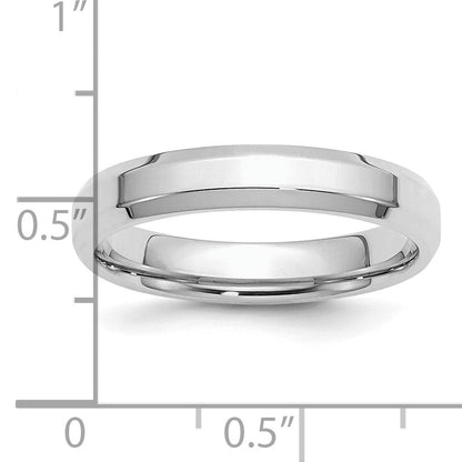 Sterling Silver Rhodium-plated 4mm Bevel Edge Size 10 Band