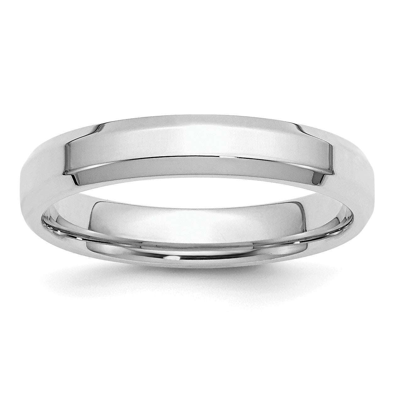 Sterling Silver Rhodium-plated 4mm Bevel Edge Size 7 Band
