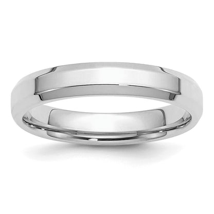Sterling Silver Rhodium-plated 4mm Bevel Edge Size 8 Band
