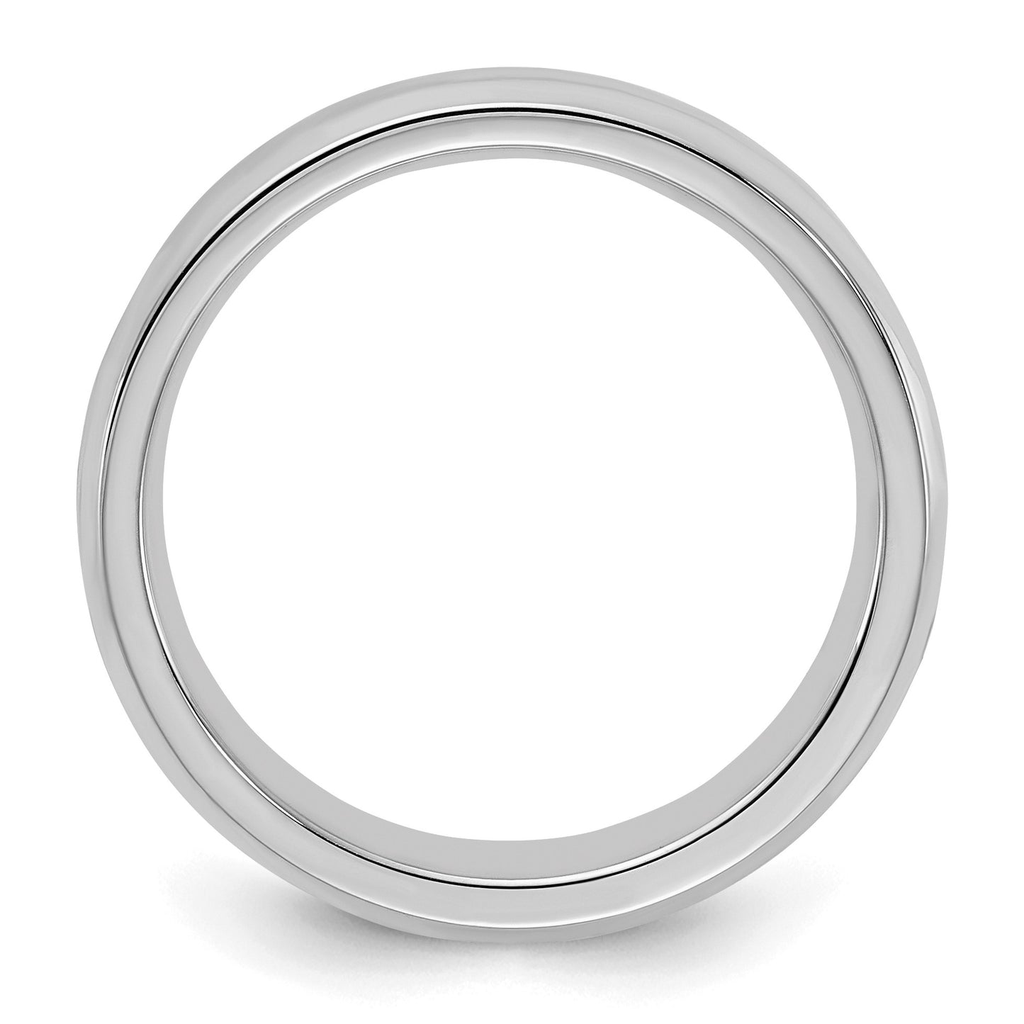 Sterling Silver Rhodium-plated 5mm Bevel Edge Size 6 Band