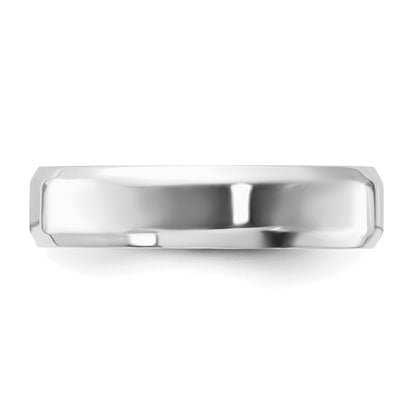 Sterling Silver Rhodium-plated 5mm Bevel Edge Size 6 Band