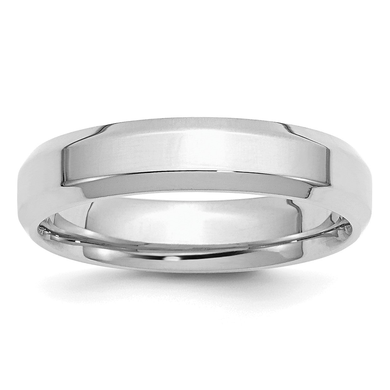 Sterling Silver Rhodium-plated 5mm Bevel Edge Size 6 Band