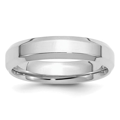 Sterling Silver Rhodium-plated 5mm Bevel Edge Size 12 Band