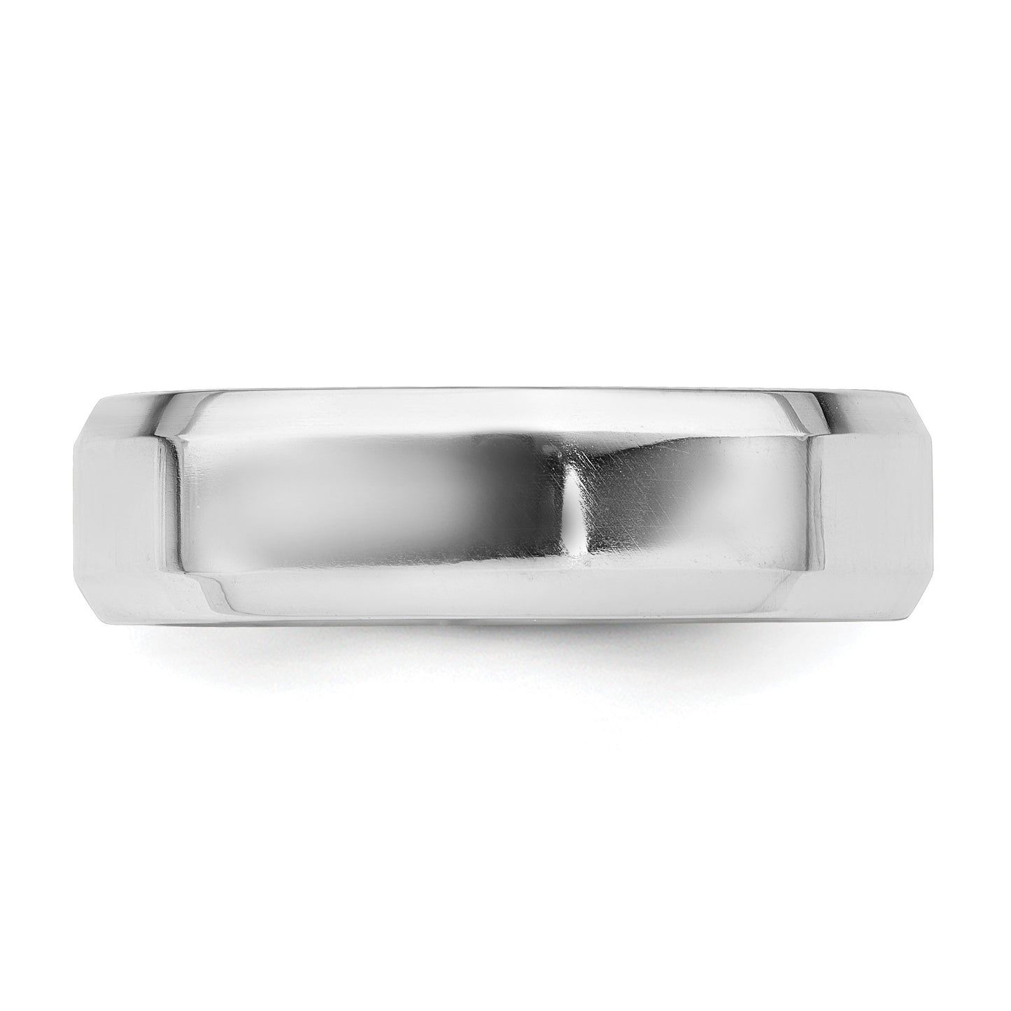 Sterling Silver Rhodium-plated 6mm Bevel Edge Size 10 Band