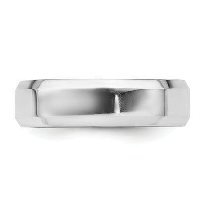 Sterling Silver Rhodium-plated 6mm Bevel Edge Size 10 Band