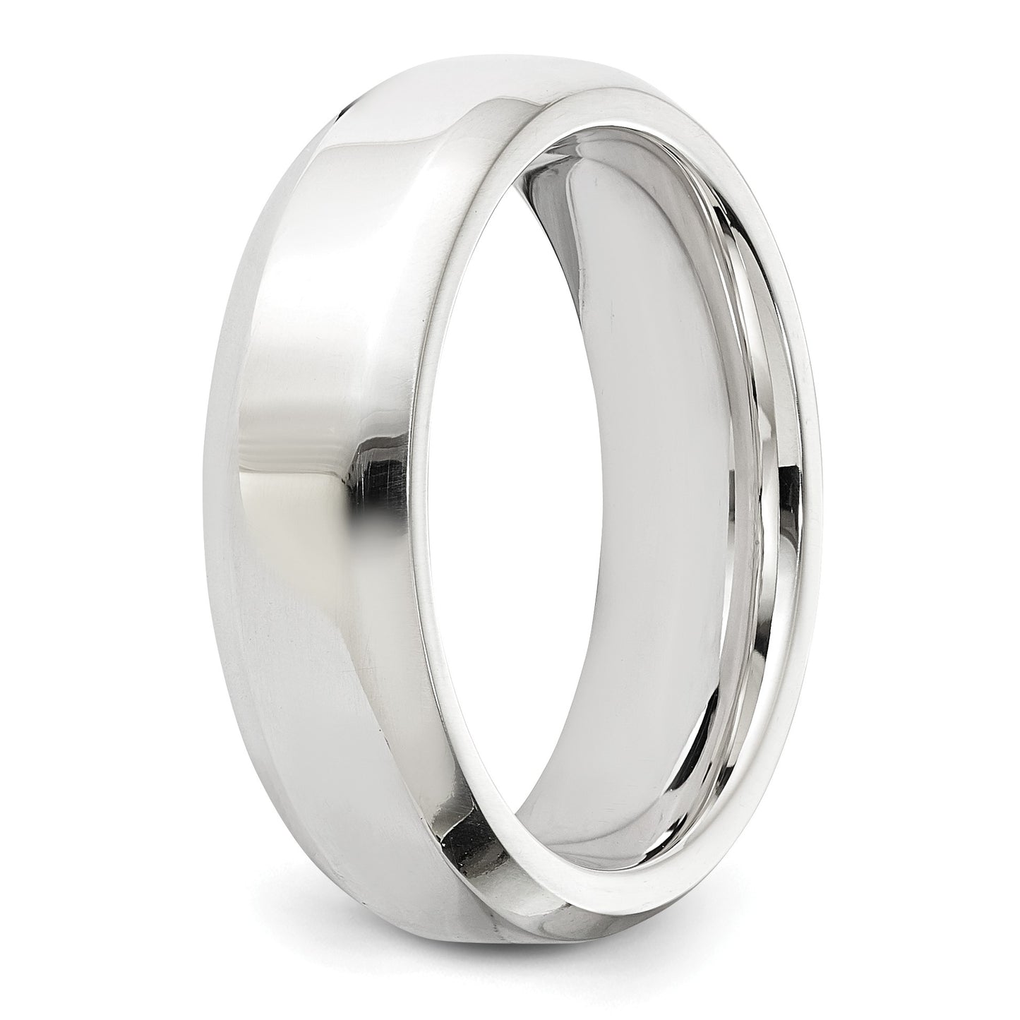 Sterling Silver 6mm Beveled Edge Size 10 Band