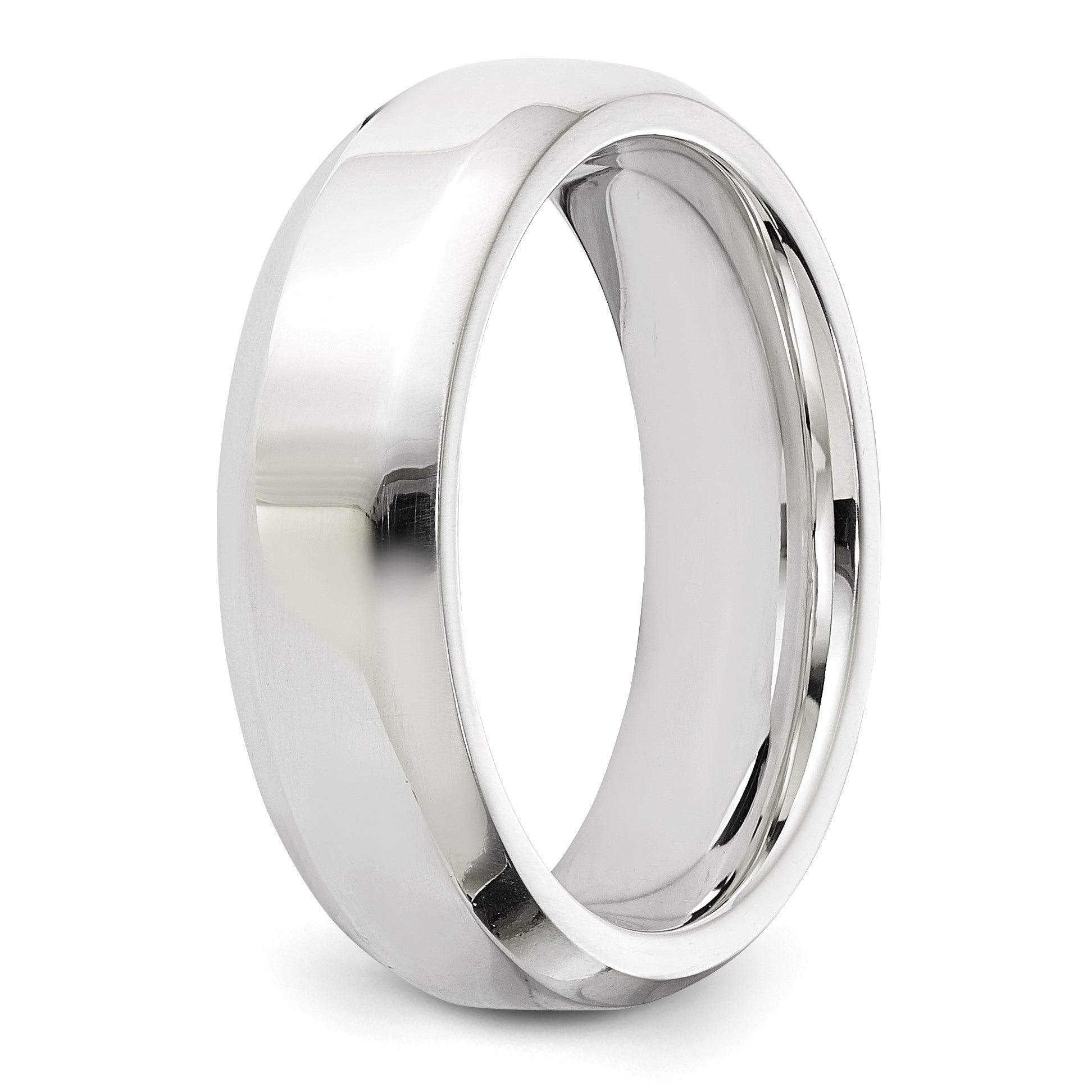 Sterling Silver 6mm Beveled Edge Size 10 Band