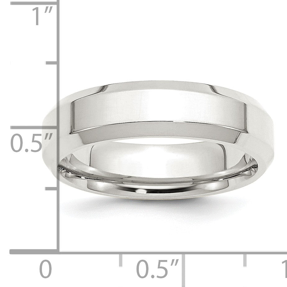 Sterling Silver 6mm Beveled Edge Size 10 Band