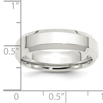 Sterling Silver 6mm Beveled Edge Size 10 Band