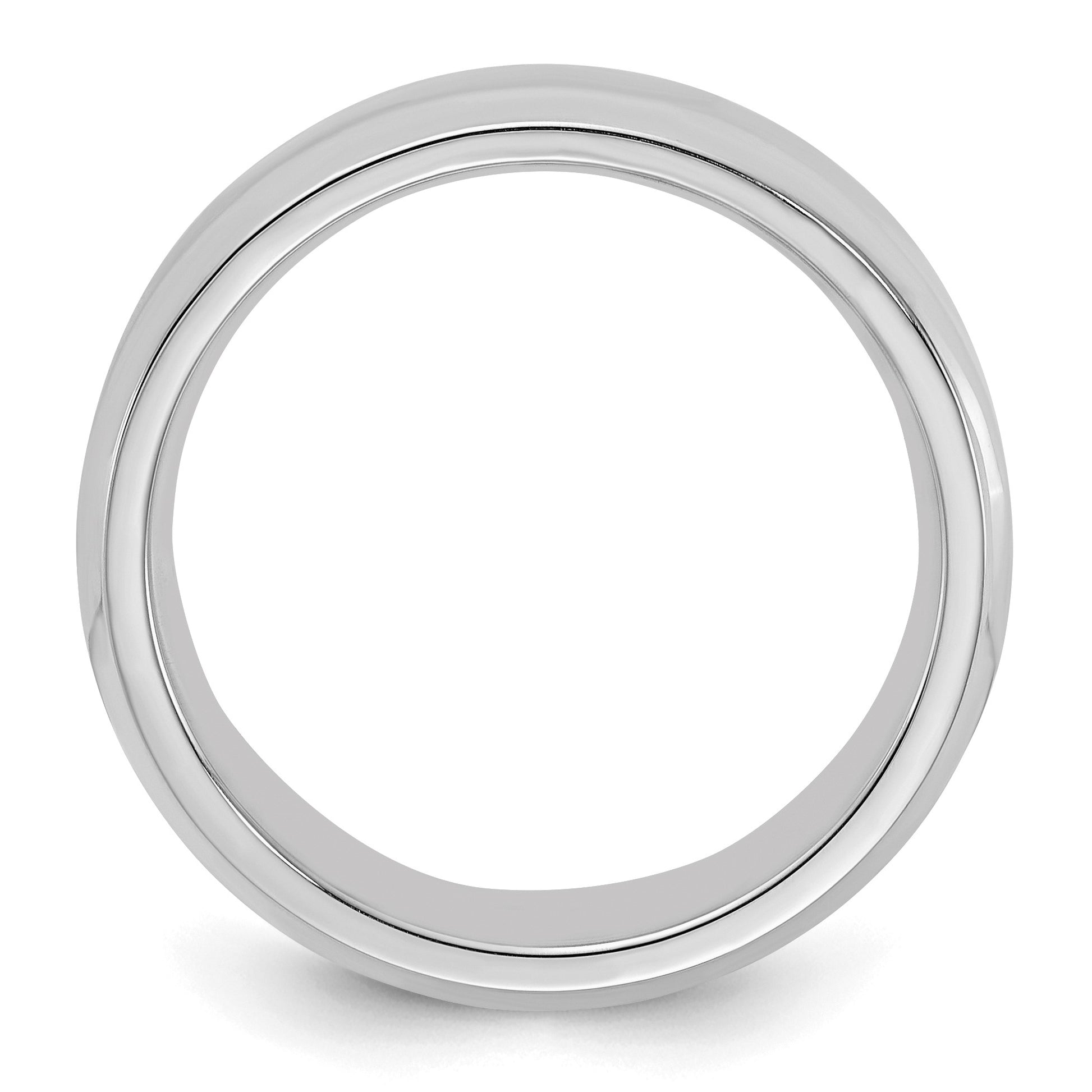 Sterling Silver Rhodium-plated 6mm Bevel Edge Size 9 Band