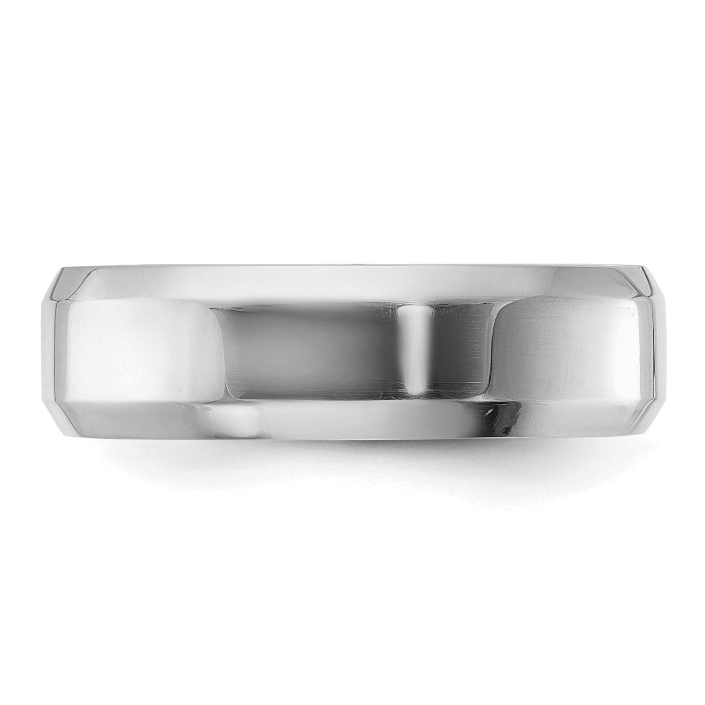 Sterling Silver Rhodium-plated 6mm Bevel Edge Size 9 Band