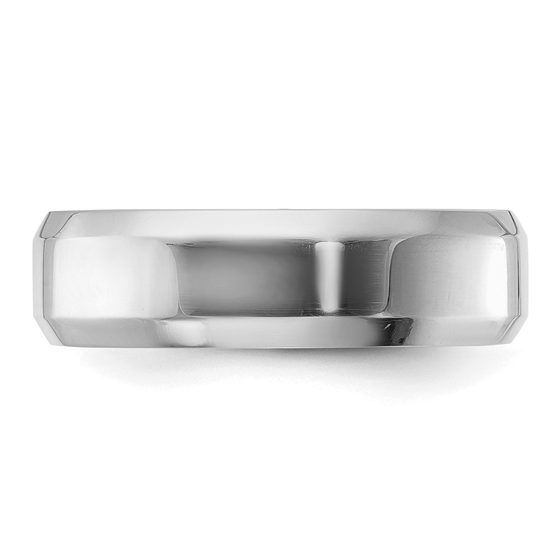 Sterling Silver Rhodium-plated 6mm Bevel Edge Size 9 Band