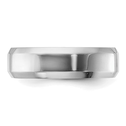 Sterling Silver Rhodium-plated 6mm Bevel Edge Size 9 Band