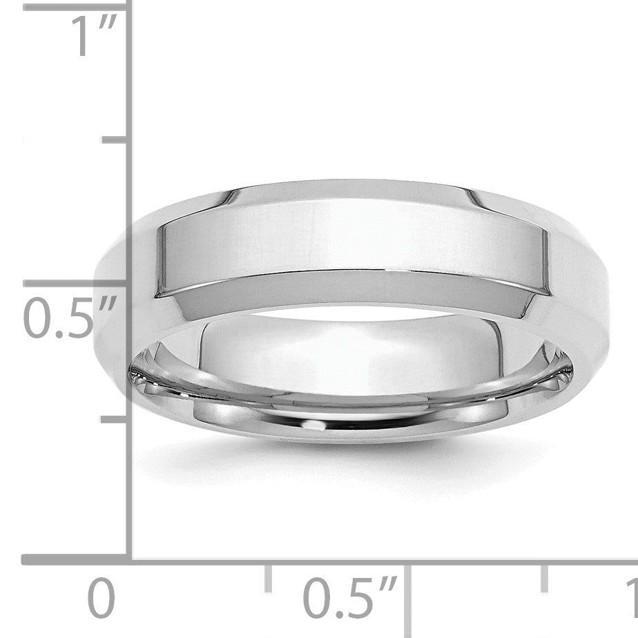 Sterling Silver Rhodium-plated 6mm Bevel Edge Size 9 Band