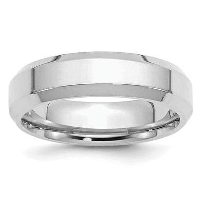 Sterling Silver Rhodium-plated 6mm Bevel Edge Size 9 Band