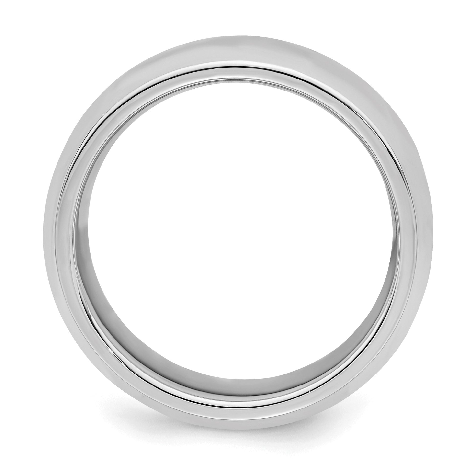 Sterling Silver Rhodium-plated 7mm Bevel Edge Size 10 Band