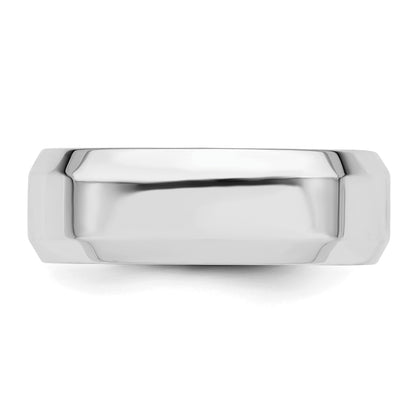Sterling Silver Rhodium-plated 7mm Bevel Edge Size 7 Band