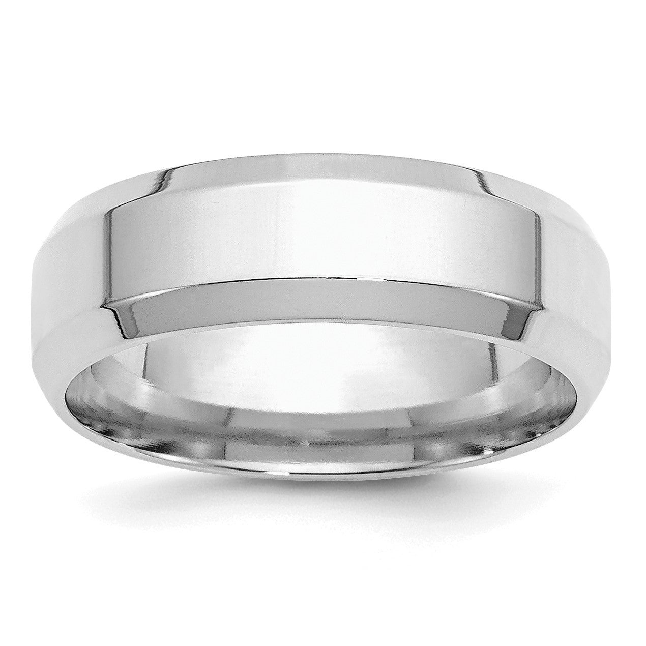 Sterling Silver Rhodium-plated 7mm Bevel Edge Size 10 Band