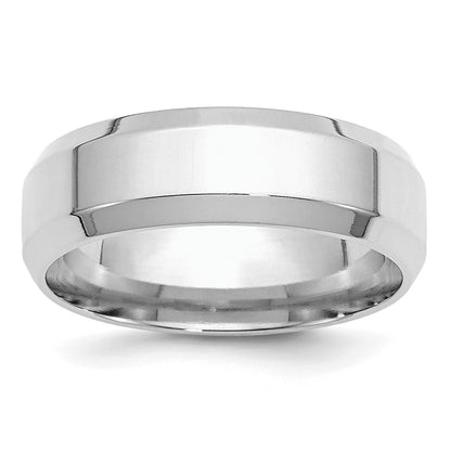 Sterling Silver Rhodium-plated 7mm Bevel Edge Size 7 Band