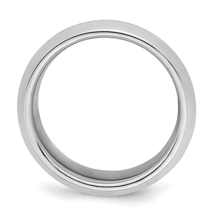 Sterling Silver Rhodium-plated 8mm Bevel Edge Size 11 Band
