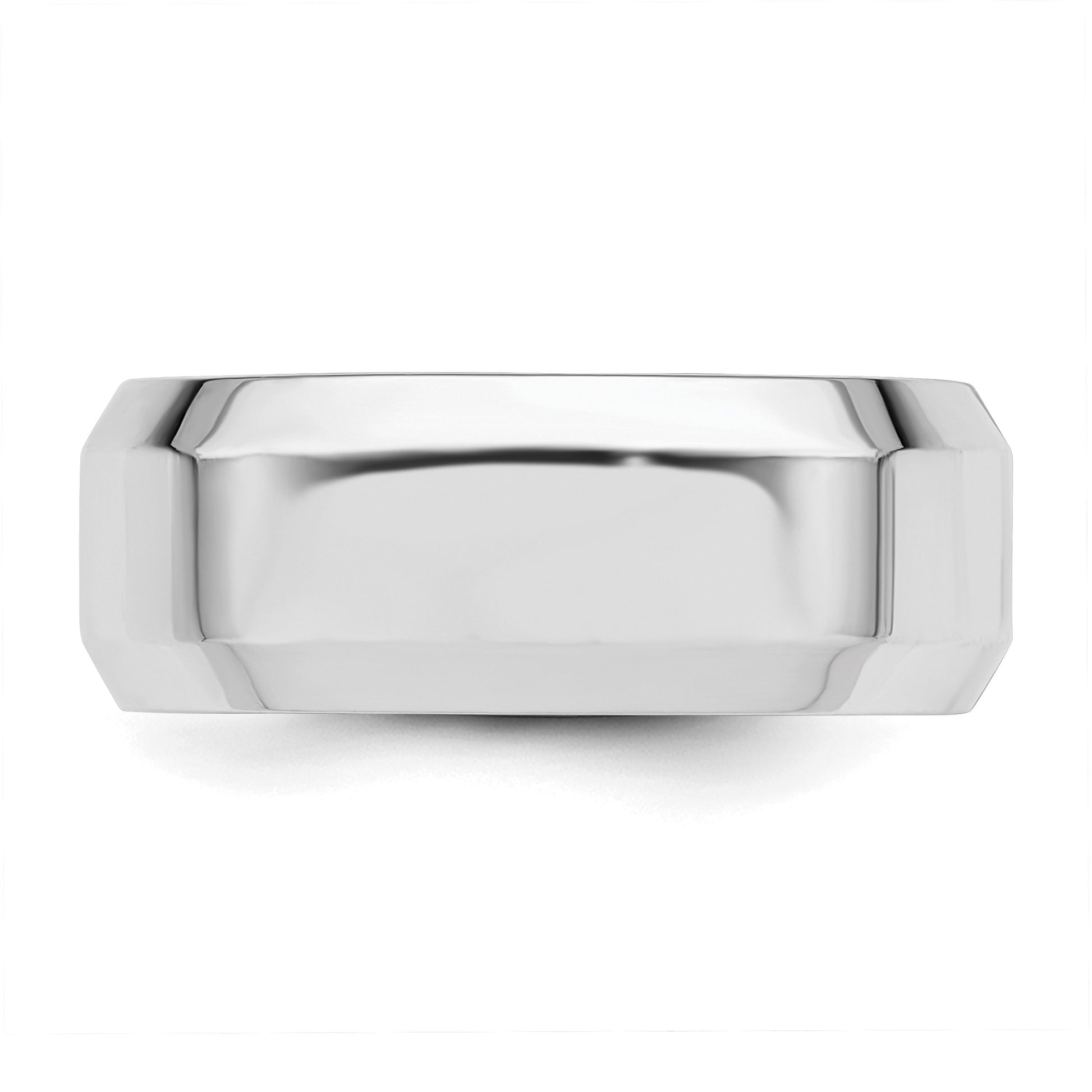 Sterling Silver Rhodium-plated 8mm Bevel Edge Size 7 Band