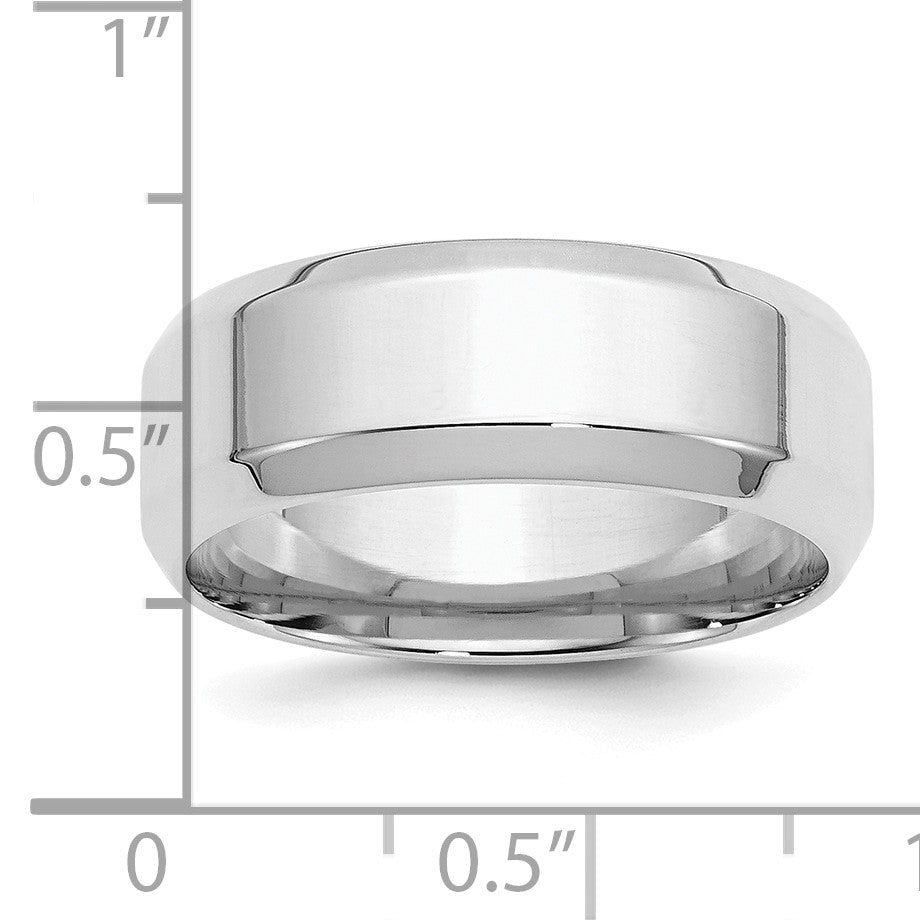 Sterling Silver Rhodium-plated 8mm Bevel Edge Size 11 Band