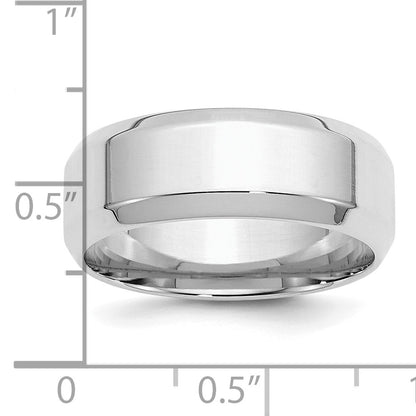 Sterling Silver Rhodium-plated 8mm Bevel Edge Size 7 Band
