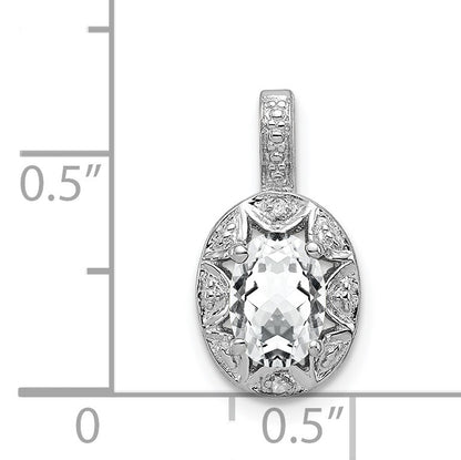 Sterling Silver Rhodium-plated Diam. & White Topaz Pendant