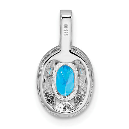 Sterling Silver Rhodium-plated Diam. & Blue Topaz Pendant