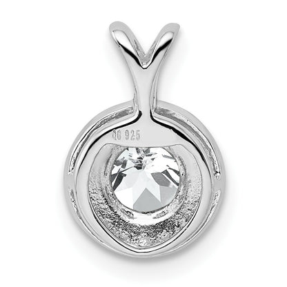 Sterling Silver Rhodium-plated Diamond & White Topaz Pendant